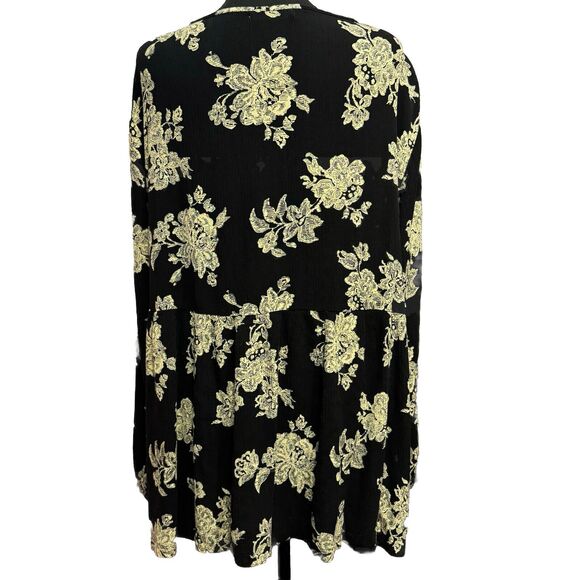 Indigo Soul Blouse 2X Babydoll Style Floral Casual Witchy Classic Boho - Picture 5 of 9